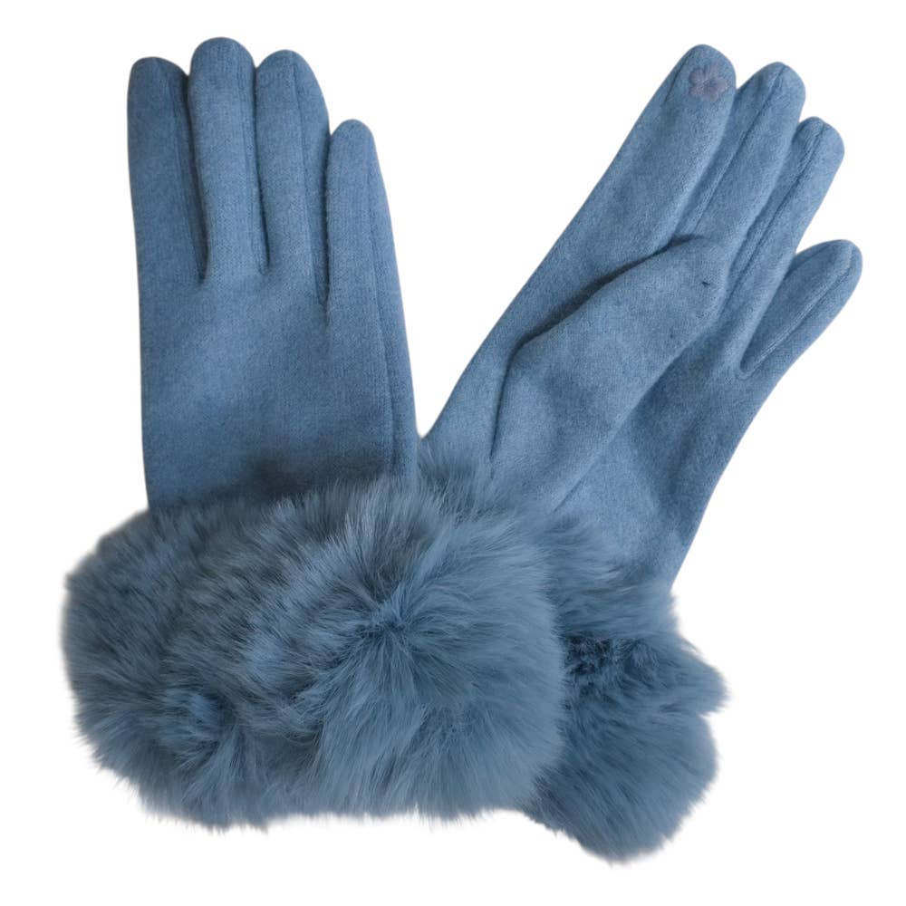Ladies Faux Fur Trimmed Cashmere Blend Gloves