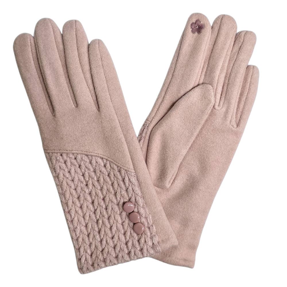 Ladies Cashmere Blend Gloves With Button Detailing