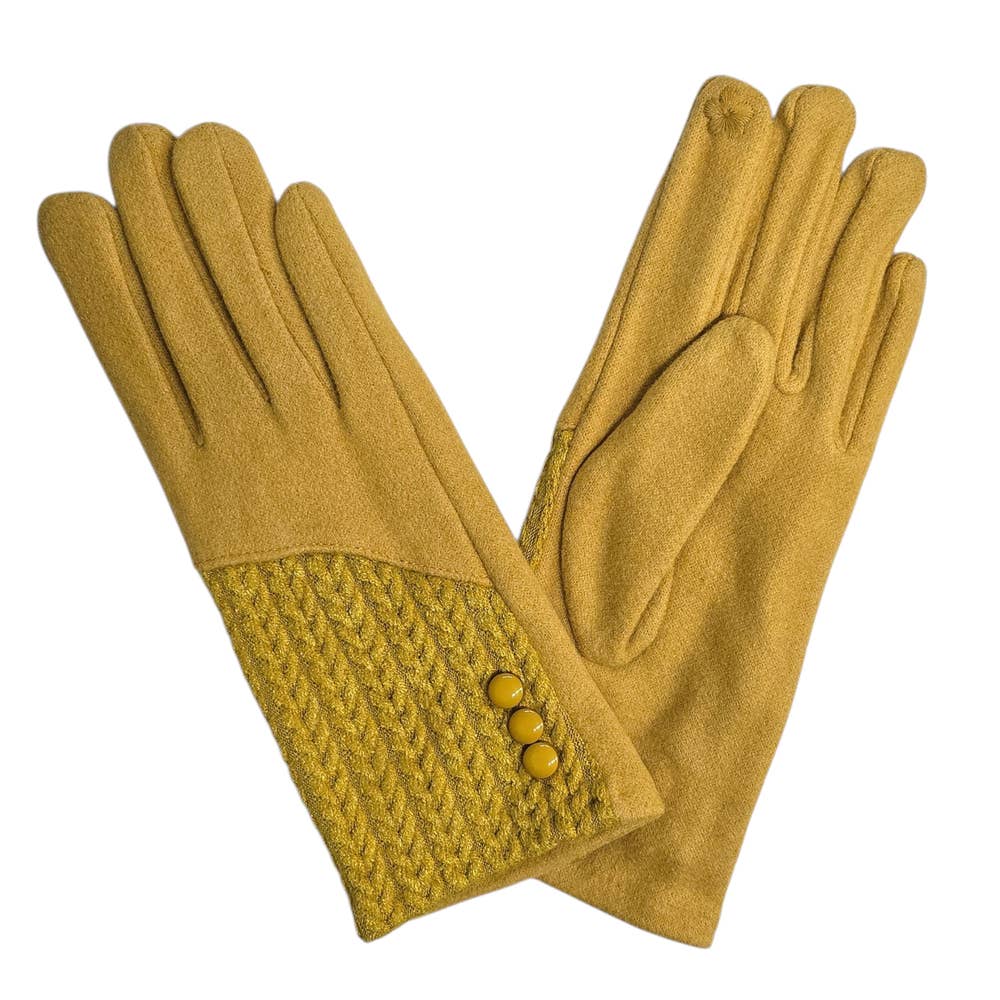 Ladies Cashmere Blend Gloves With Button Detailing