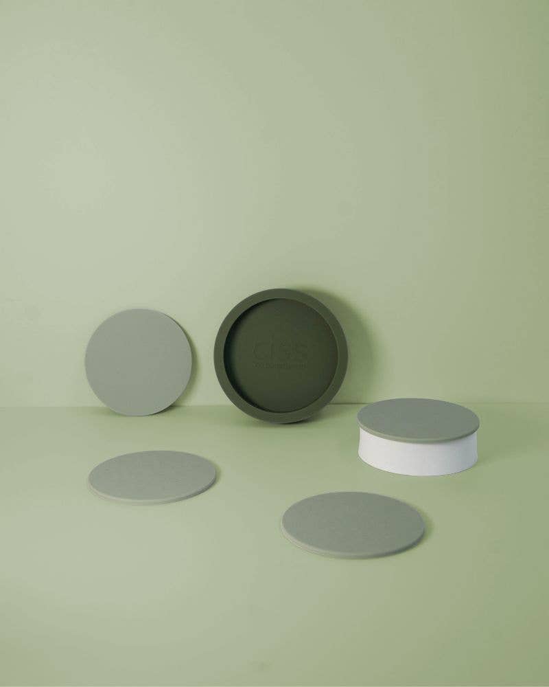 Unbreakable Silicon Coasters – Sage | Olive