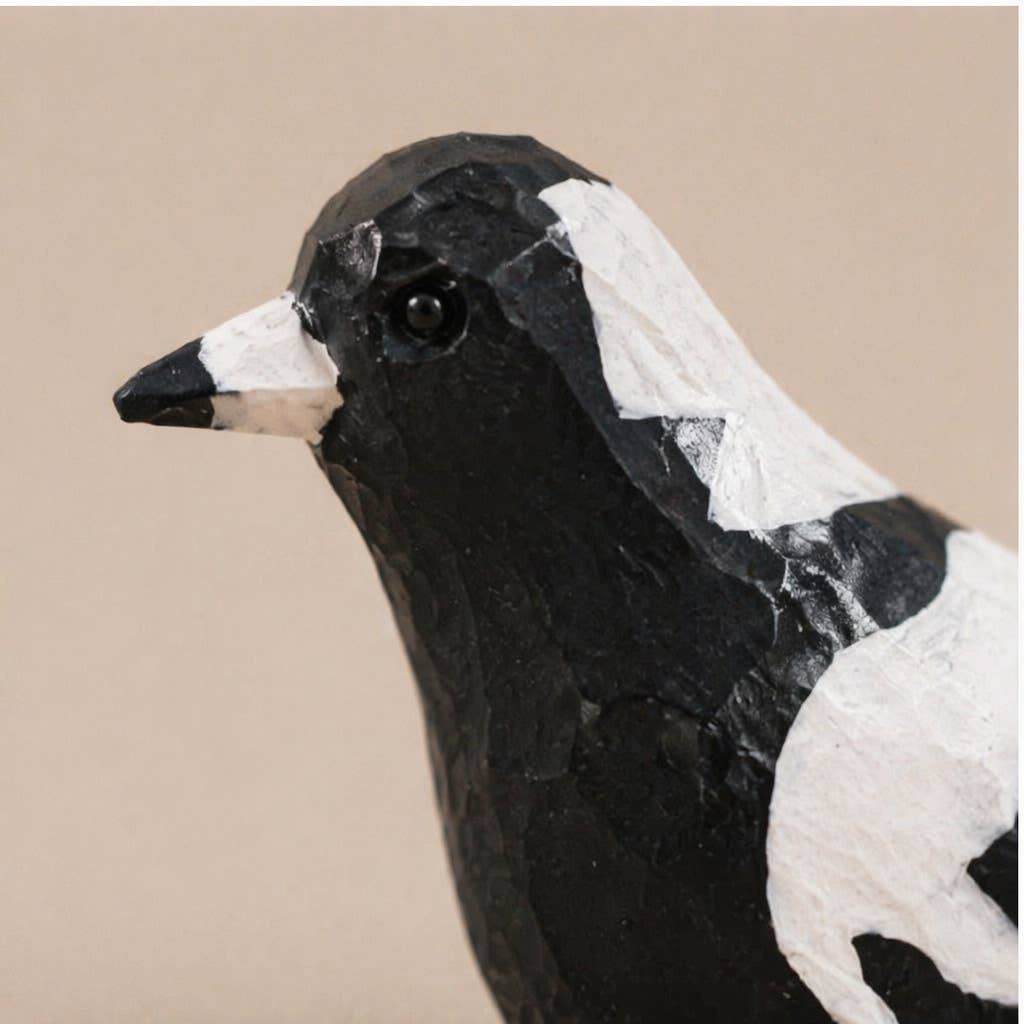 Hand-Painted Carved Wood Bird Figurine