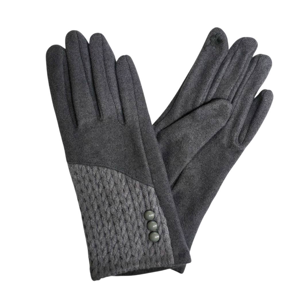 Ladies Cashmere Blend Gloves With Button Detailing