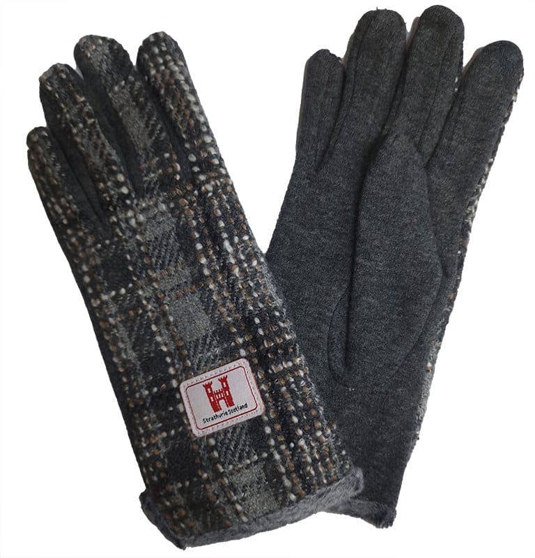 Strathurie Tweed Lomond Grey Tartan Ladies Glove