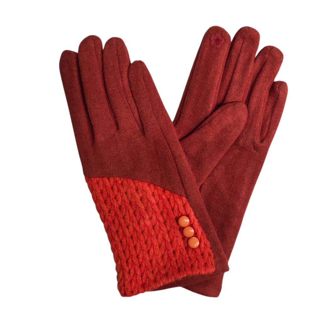 Ladies Cashmere Blend Gloves With Button Detailing